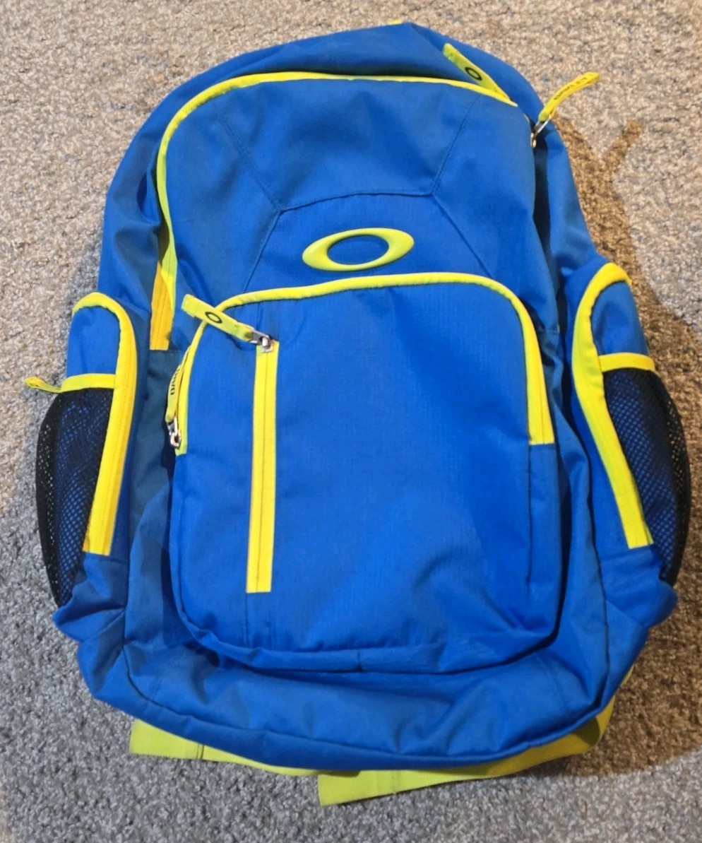 Oakley Works Laptop Backpack 25L Blue Yellow Sunglasses