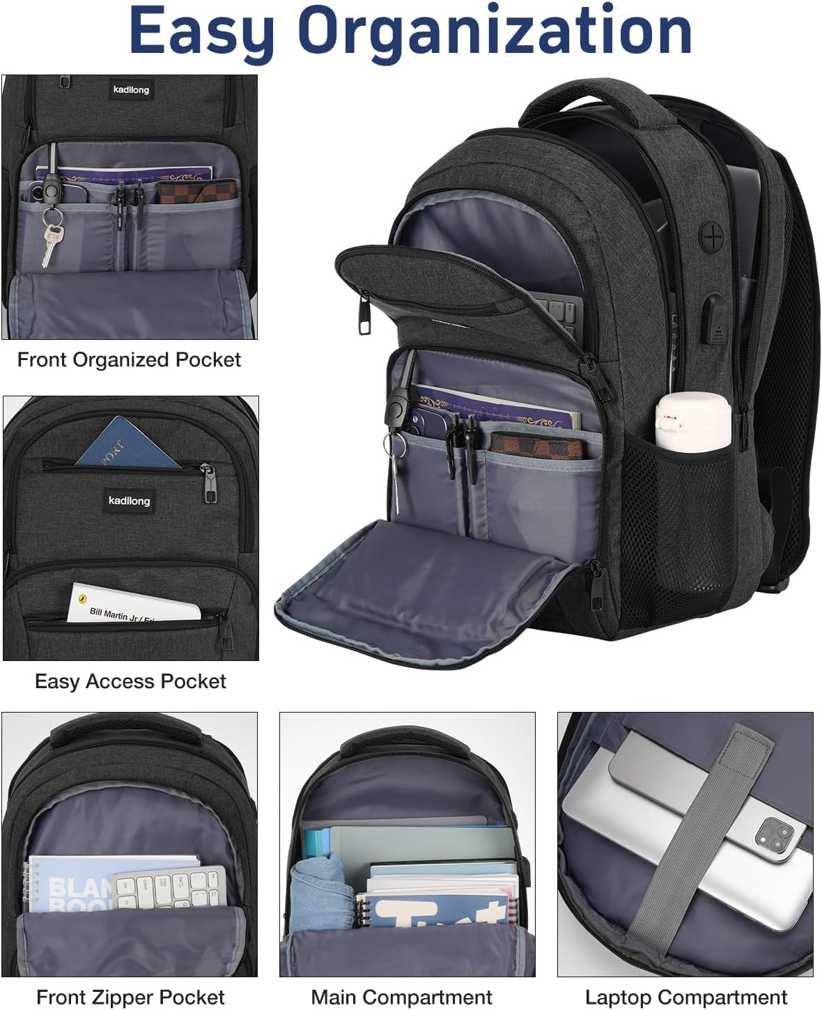 Laptop Backpack with USB Charger for Men and Women, Anti-Theft Design