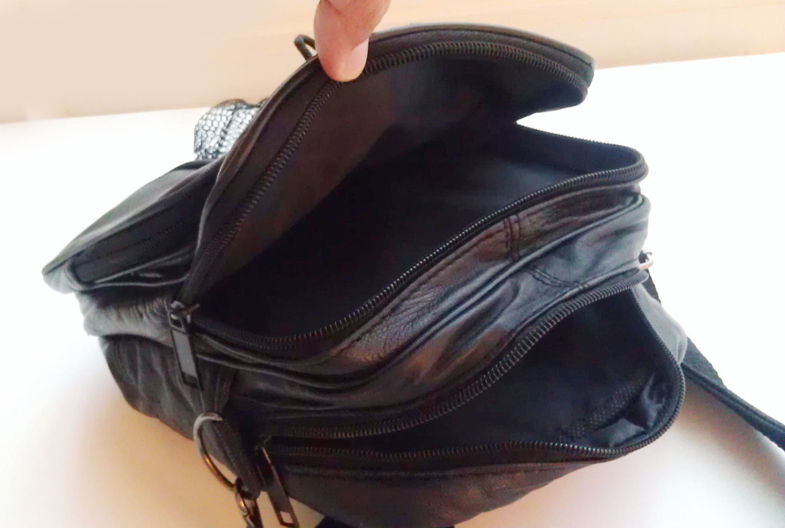 Black Genuine Leather Men’s Messenger Organizer Bottle Holder Bag US Seller