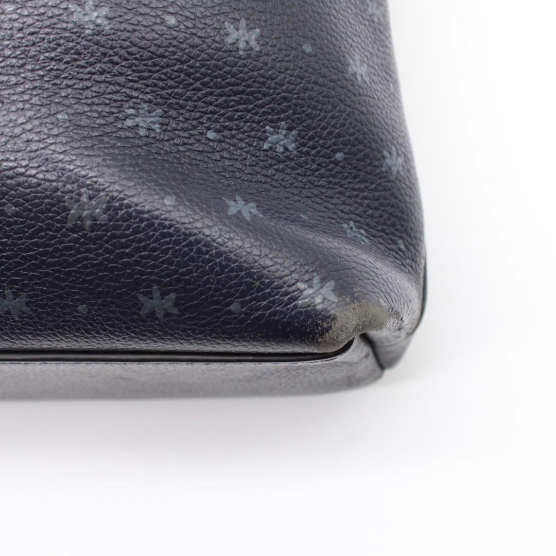COACH Charles Foldover 2Way Handbag Shoulder Bag Leather Navy Gunmetal Hardware