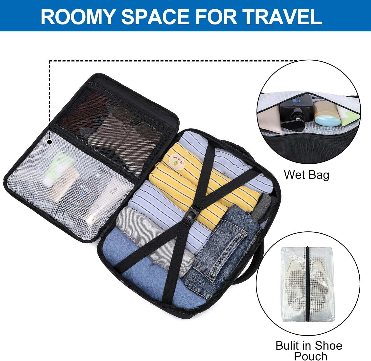 Travel Backpack for Men,Airplane Approved Carry on Backpack Suitcase with Shoe P