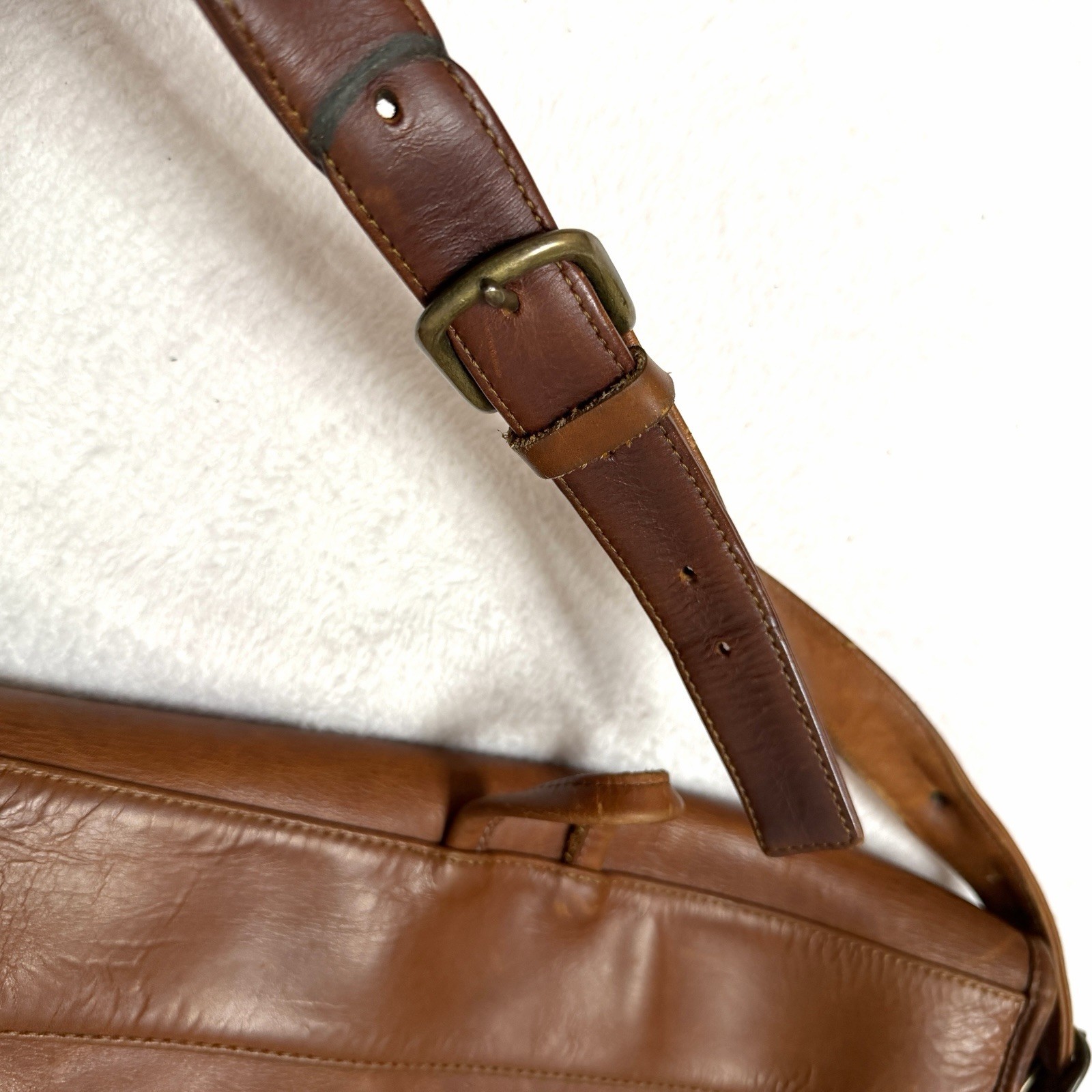 Joseph Hanna New York Handmade Brown Leather 11.5” X 13” Messenger Crossbody Bag