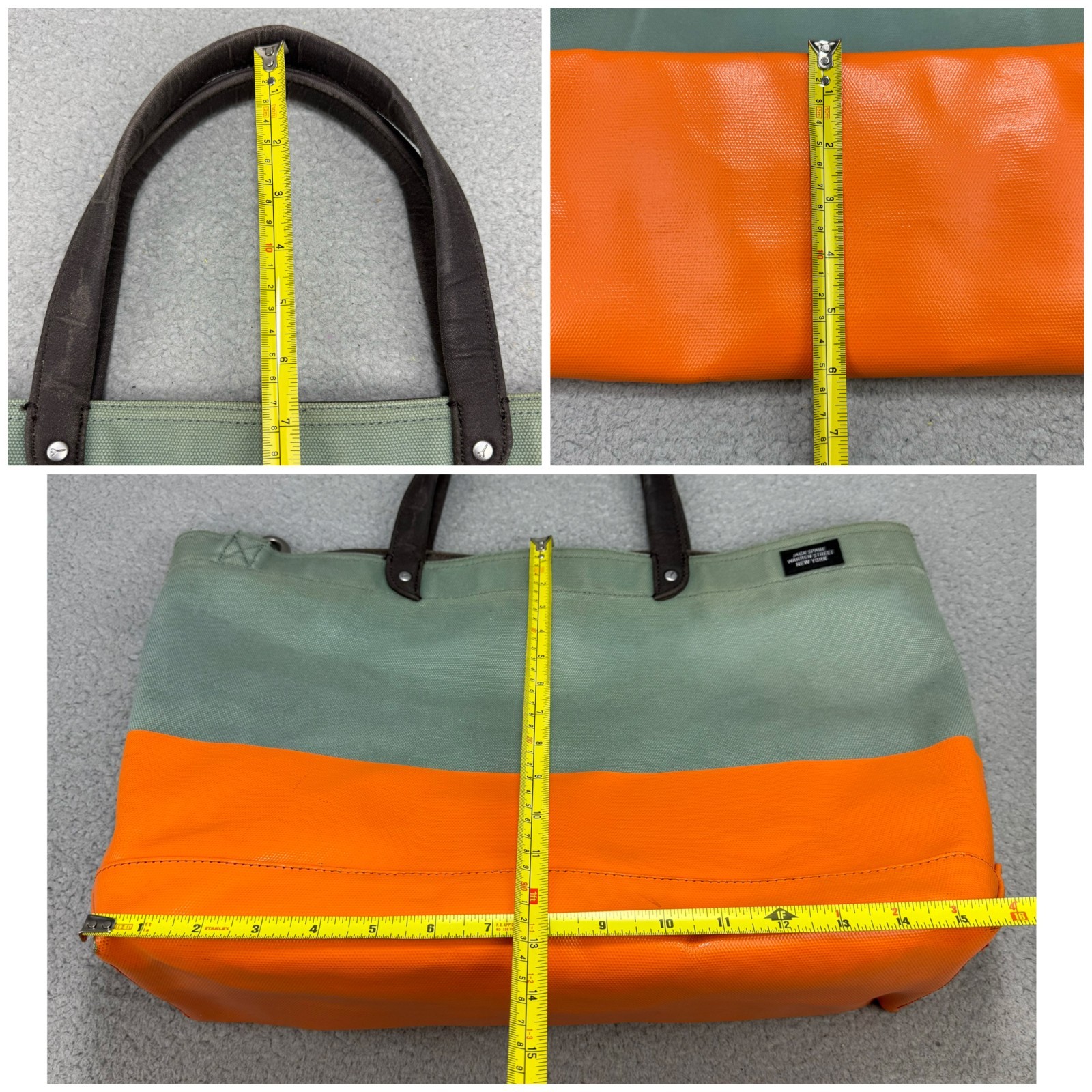 Jack Spade Tote Bag Green Orange Dipped Industrial Canvas Coal Utility Shoulder