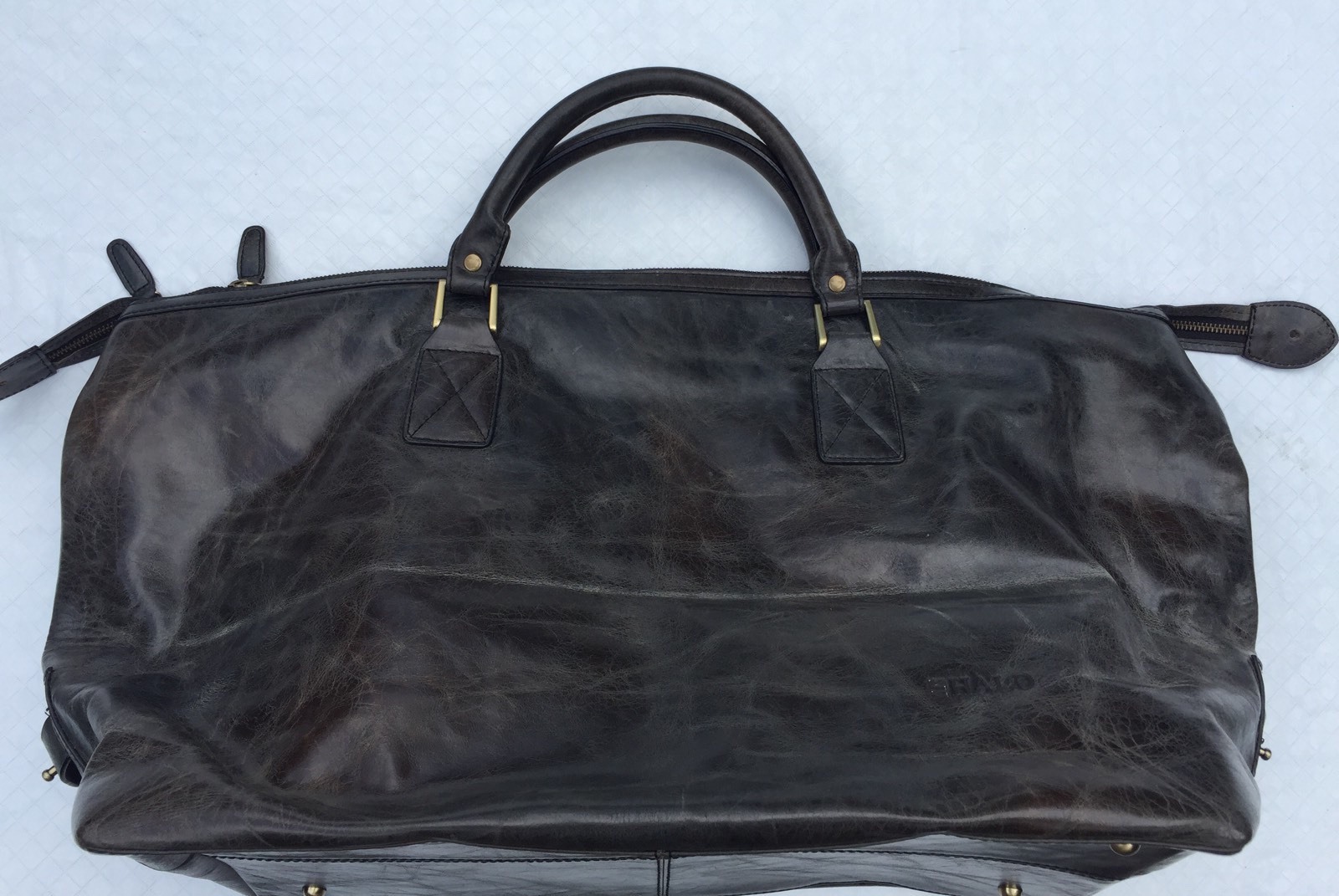 NEW**Argentinian Calf Leather***HALO**Gray X-Large Luggage Duffle Bag***$1495