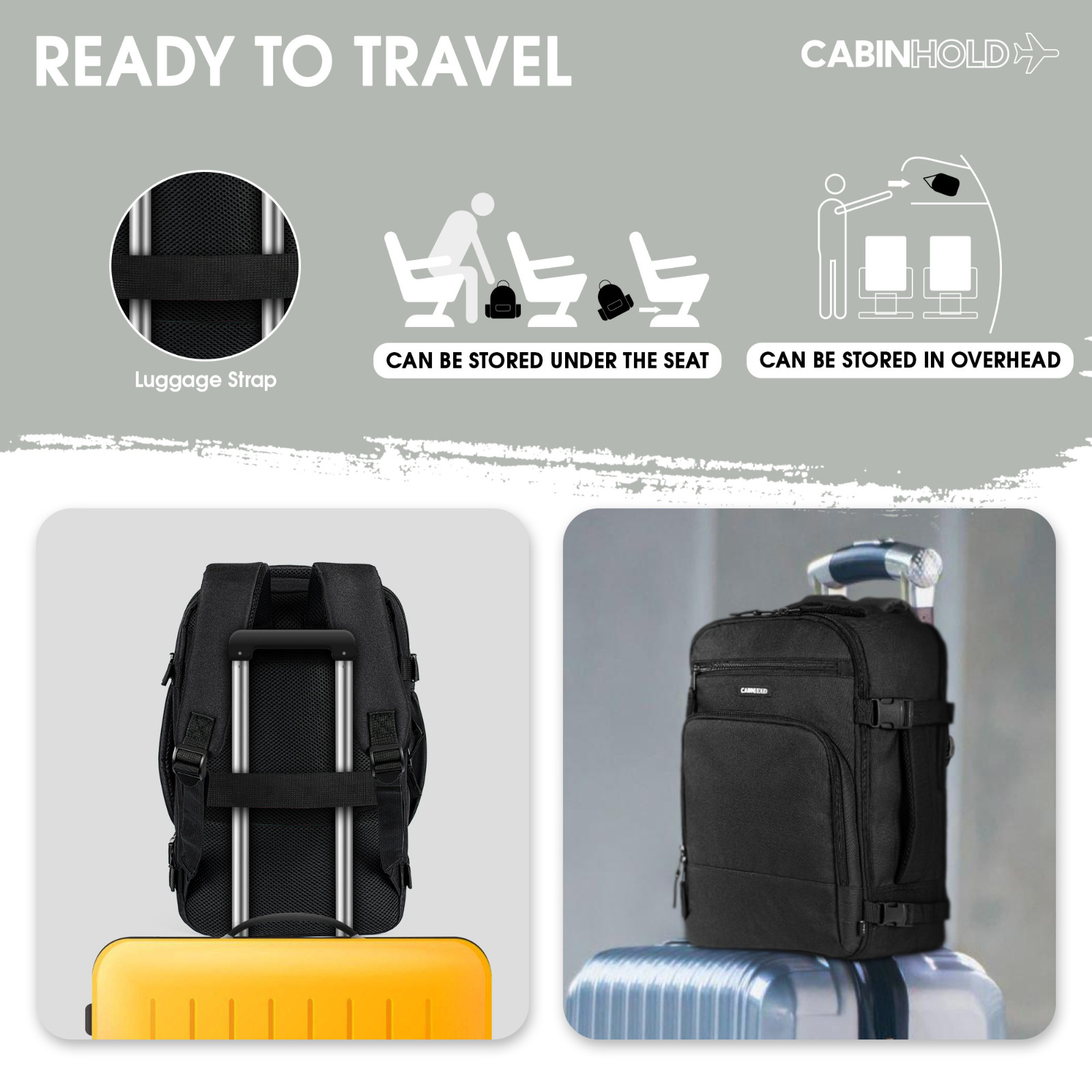 Ryanair Backpack 40x25x20cm CABINHOLD® Berlin Carry-on Wizzair Hand Luggage