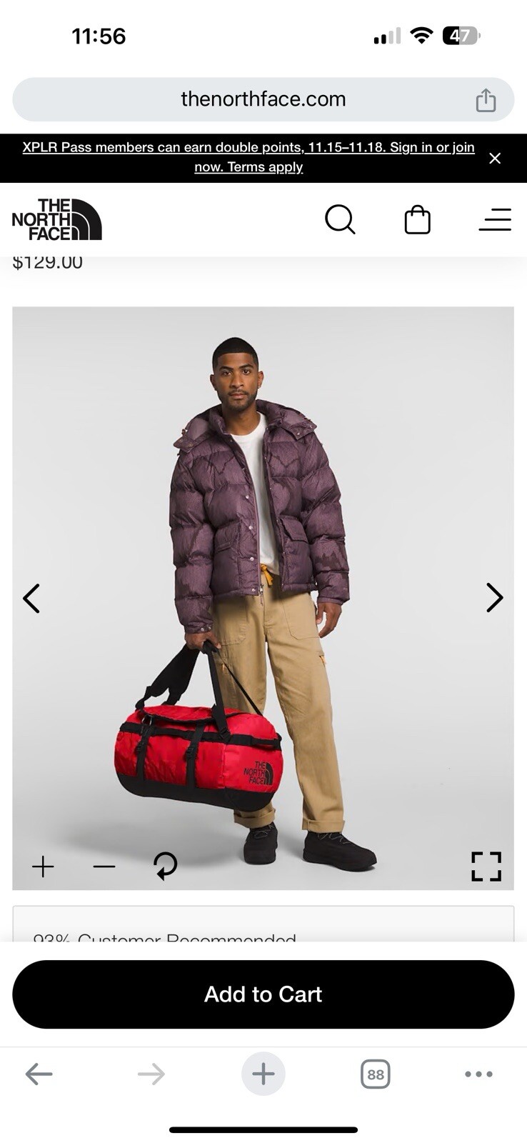The North Face Small 50 Liters Base Camp Duffel Red Color