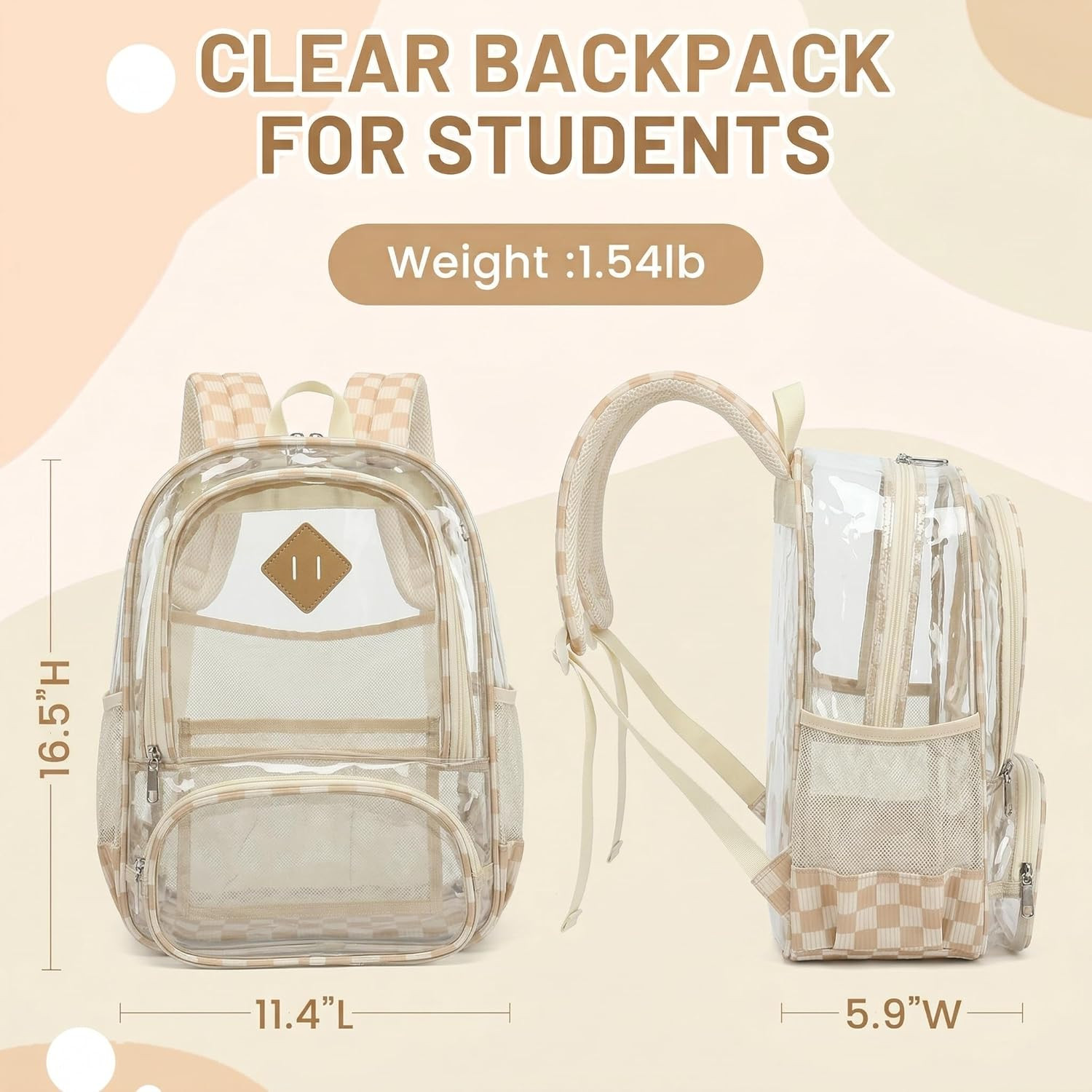 Clear Backpack Heavy Duty, Transparent School Backpacks Large See through Bookba