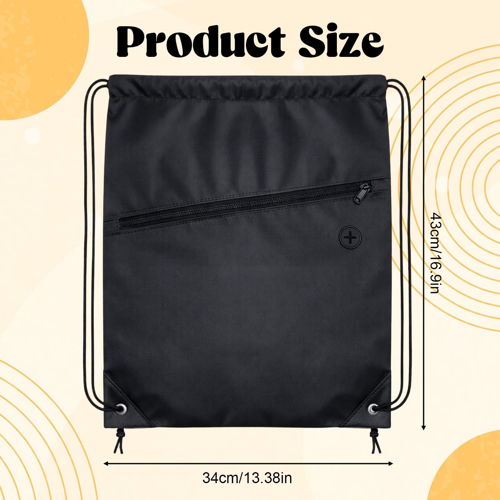 Drawstring Gym Bag Backpack with Pocket for Men Women Yoga Travel Beach