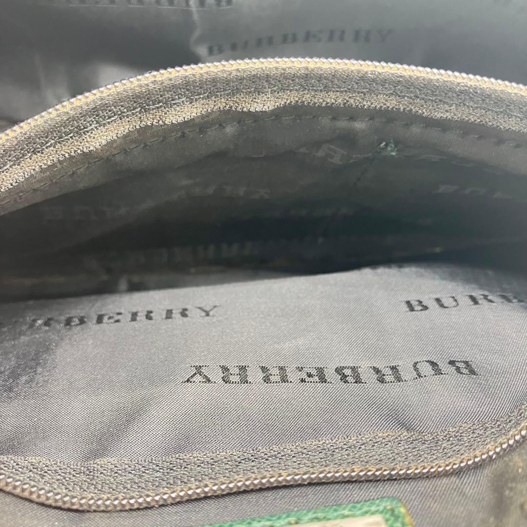 Authentic Burberry Leather Clutch Bag Green 25.7cm x 18cm x 6.5cm Damaged