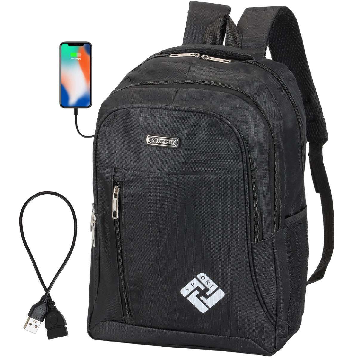 17″ Large Laptop Backpack Waterproof Business Travel Bag w/ USB Charge Port