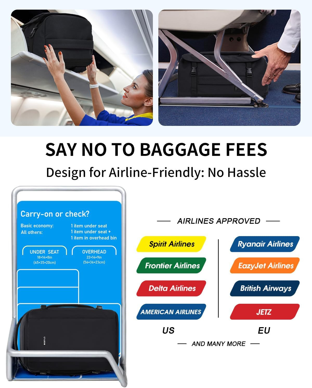 Travel Backpack for Men, Flight Approved Carry on Bag, Personal Item for Airplan