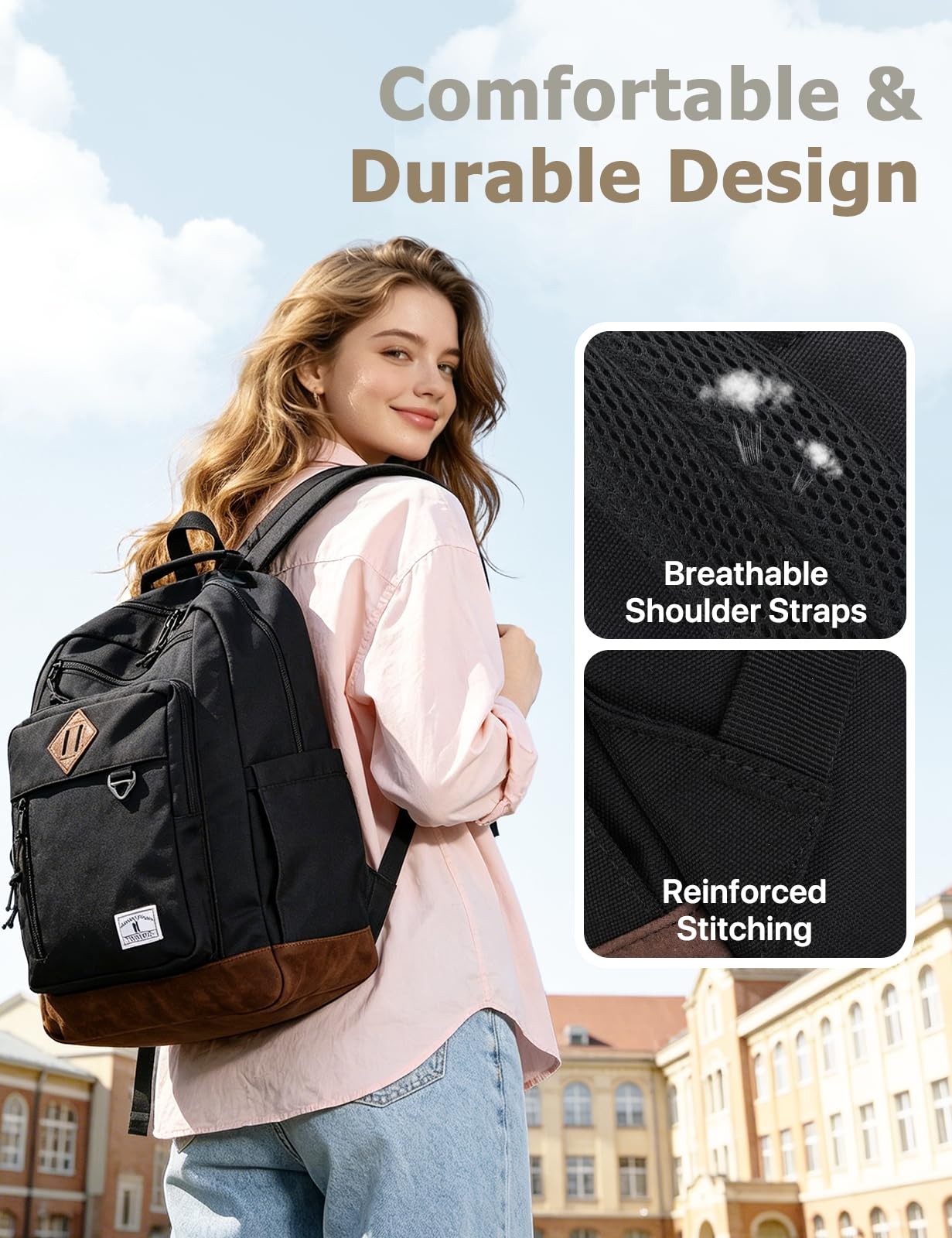 Backpack for Men Women,Lightweight 15.6in Bookbag with Mulitiple Pockets,Wate…