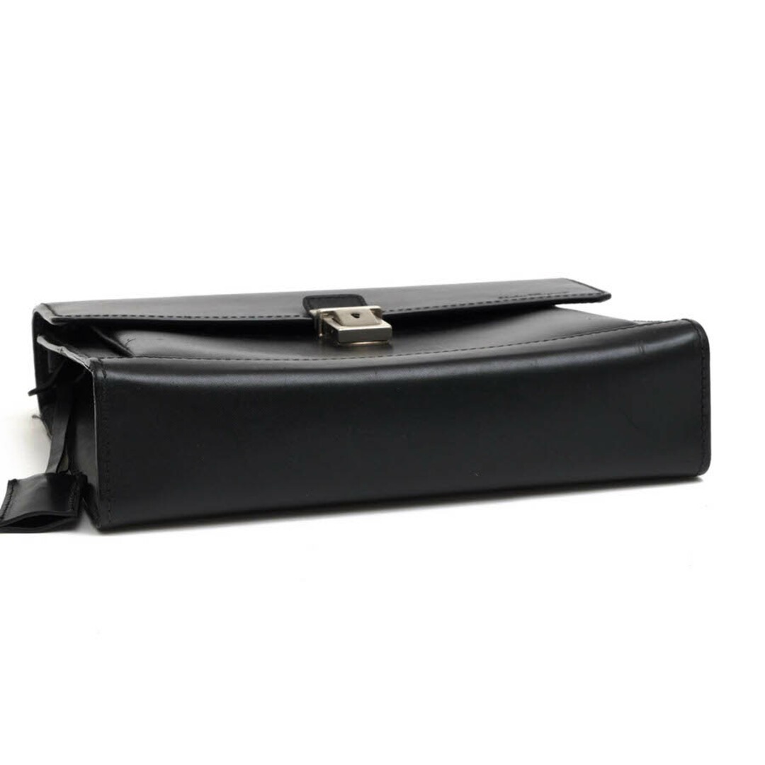 Ferragamo Men’s Business Second Clutch Bag Black Leather Flip-style 26x19x6.5cm