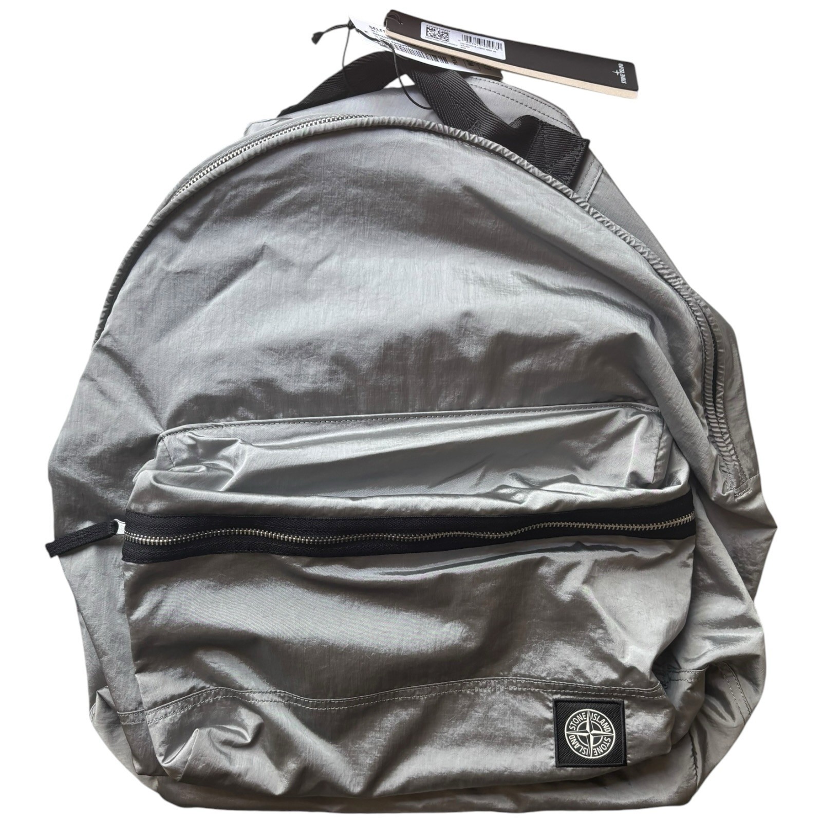 Stone Island Nylon Grey Backpack FW25 Men’s Metallic Patch Logo Genuine RRP £408