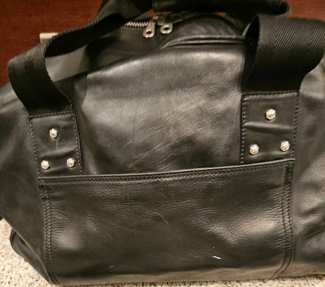 Armani Exchange Duffle Bag 18″x11″x11.5″ Black Leather Satchel Travel Vacation