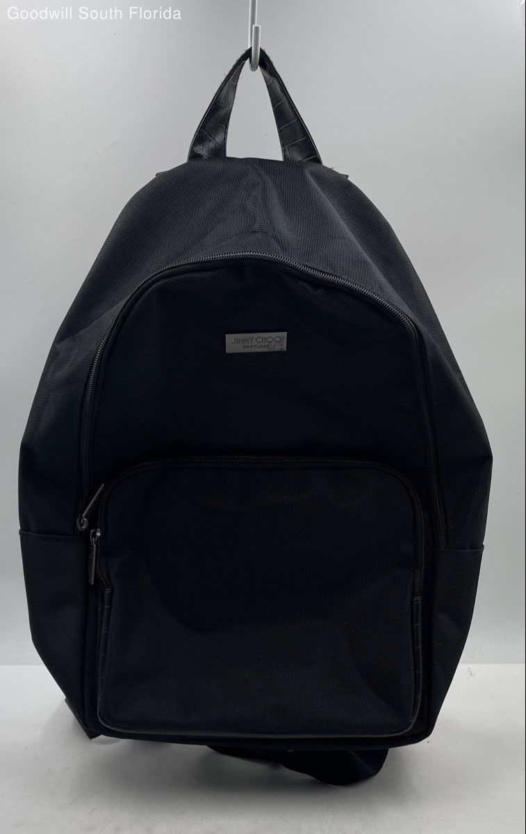 Jimmy Choo Parfums Mens Black Inner Pocket Adjustable Strap Zipper Backpack