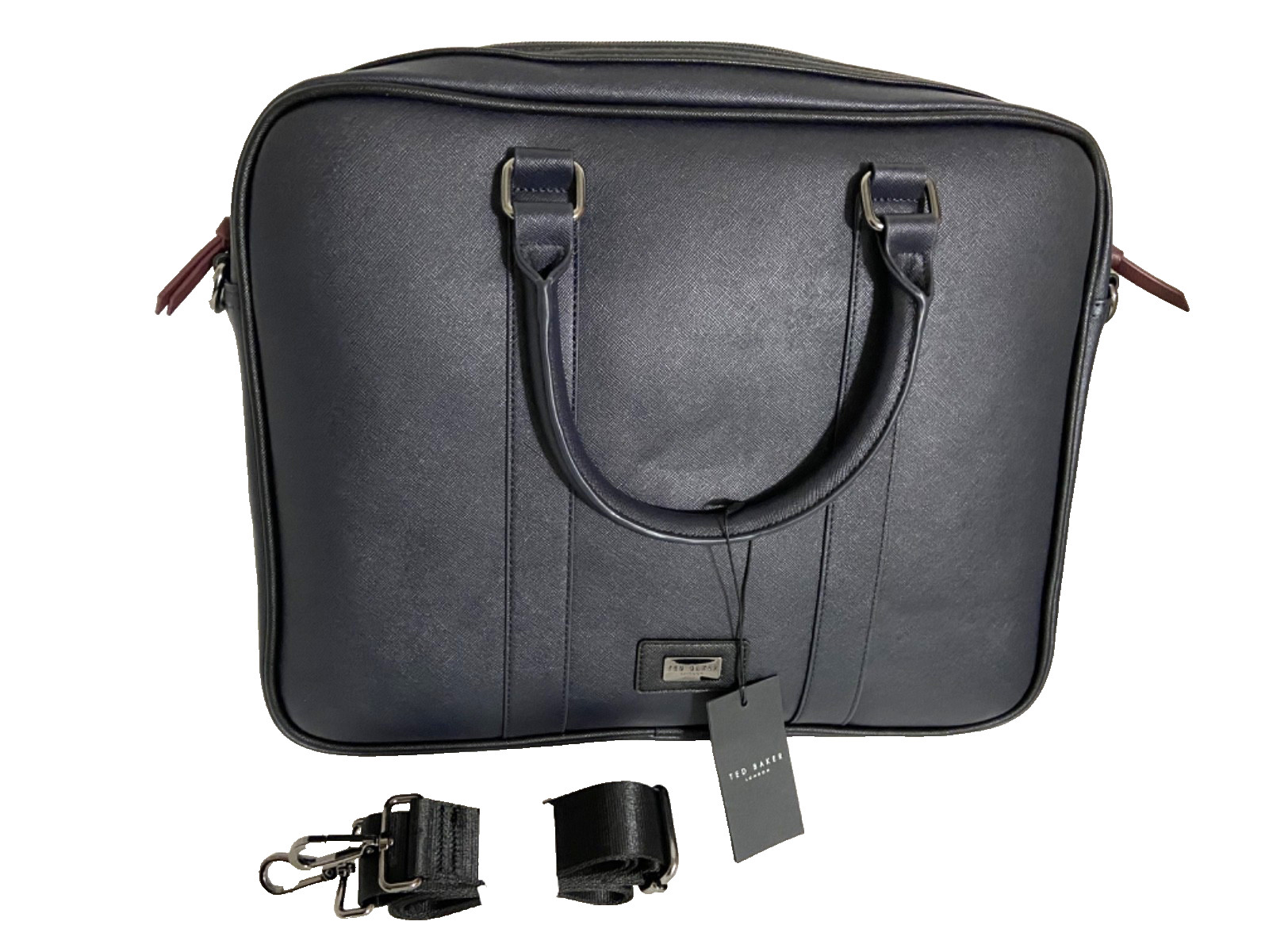 TED BAKER SPAIDI TEXTURED DOCUMENT BAG NAVY BLUE RETAIL $250 NWT