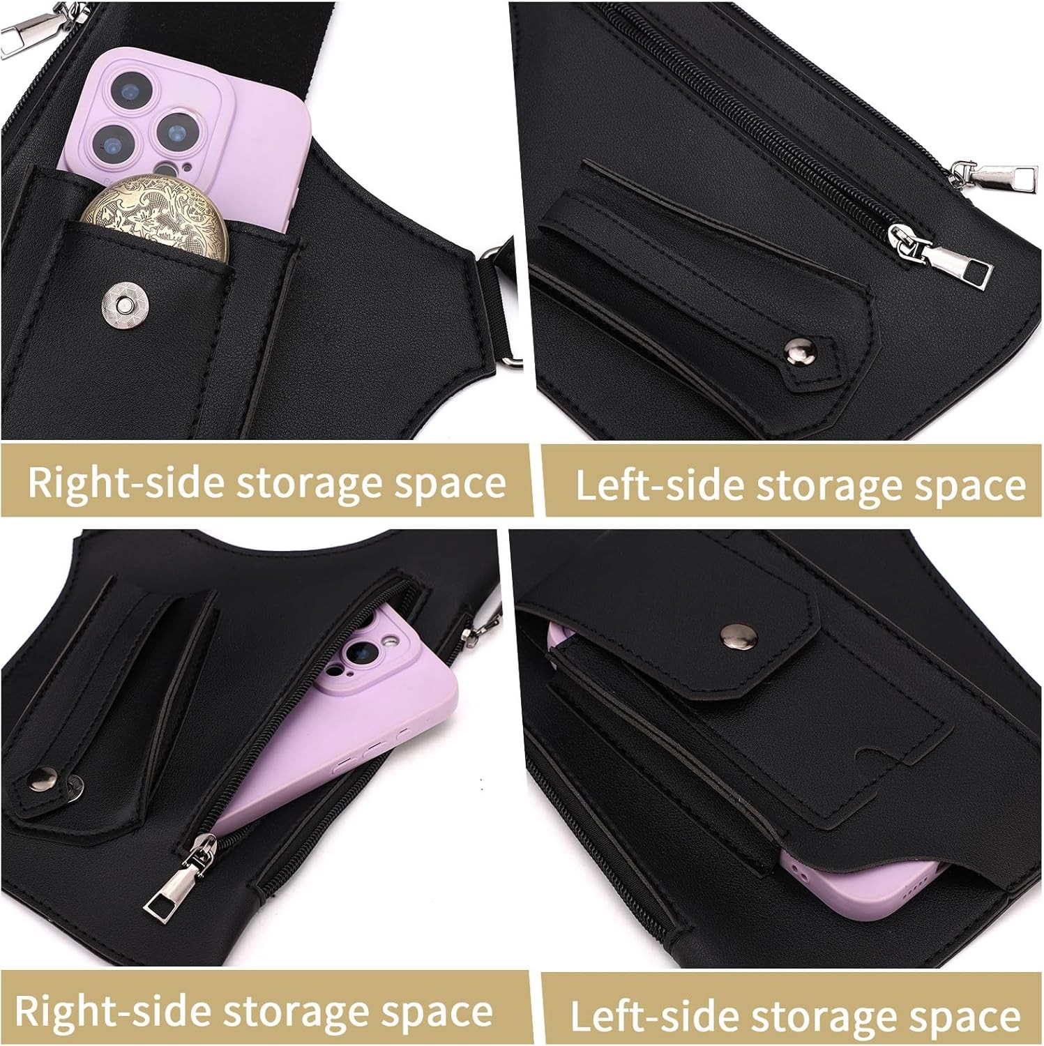 Adjustable PU Leather Wallet Holster Bag Waterproof Underarm Shoulder Bag