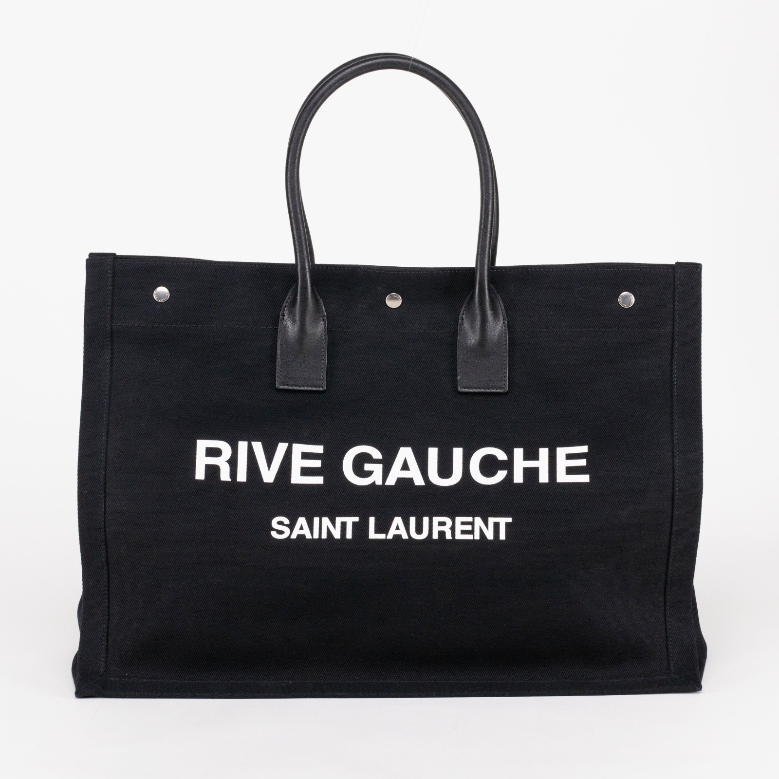 Saint Laurent Rive Gauche Canvas Tote Black&White
