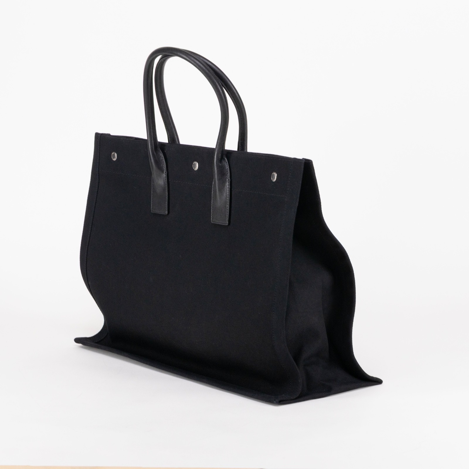 Saint Laurent Rive Gauche Canvas Tote Black&White
