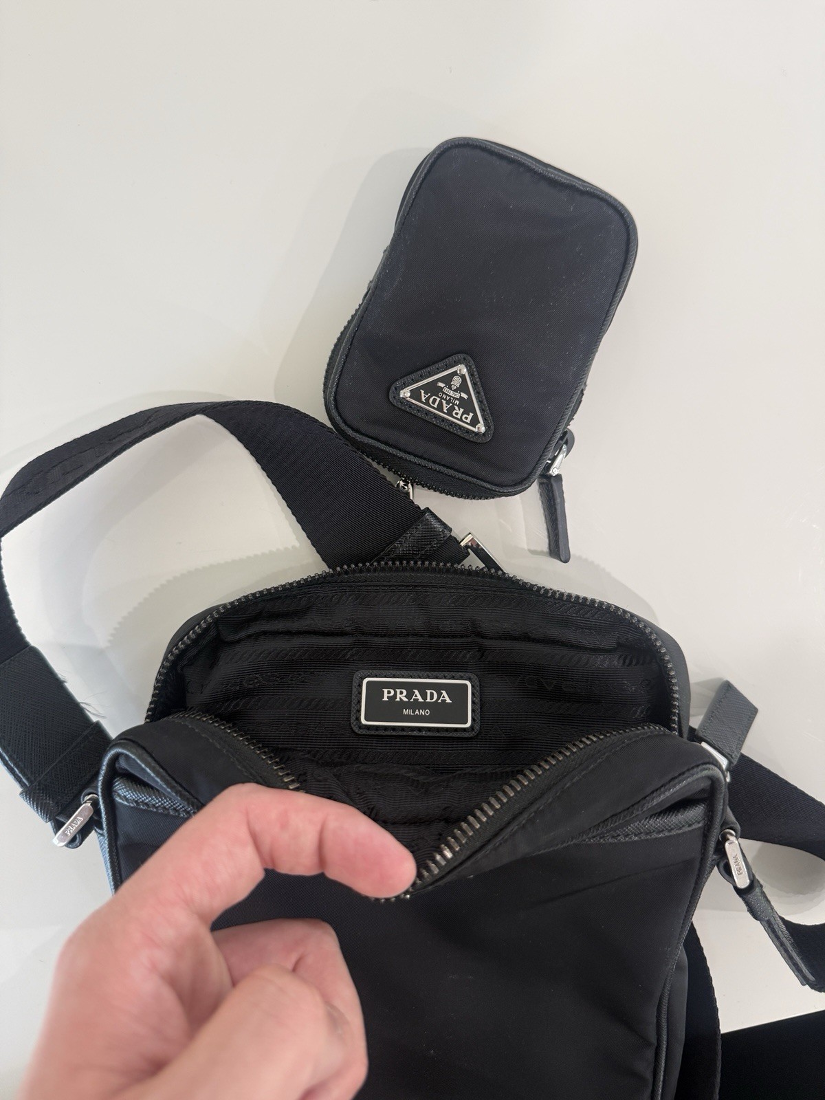 Prada Re-Nylon and Saffiano Leather Shoulder Bag