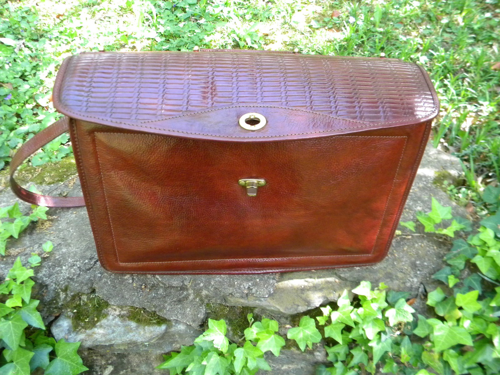 Vintage Jack Georges Leather Cognac Tuscany Executive Briefcase Messanger Bag