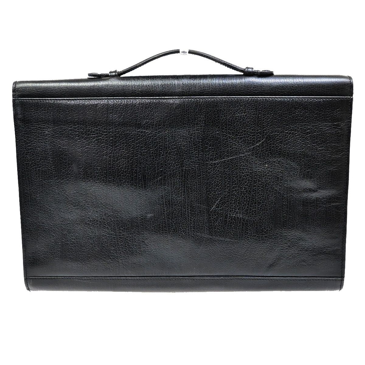 BALLY Business Bag Handbag Black Leather Classic Elegant Vintage 27x40x4cm