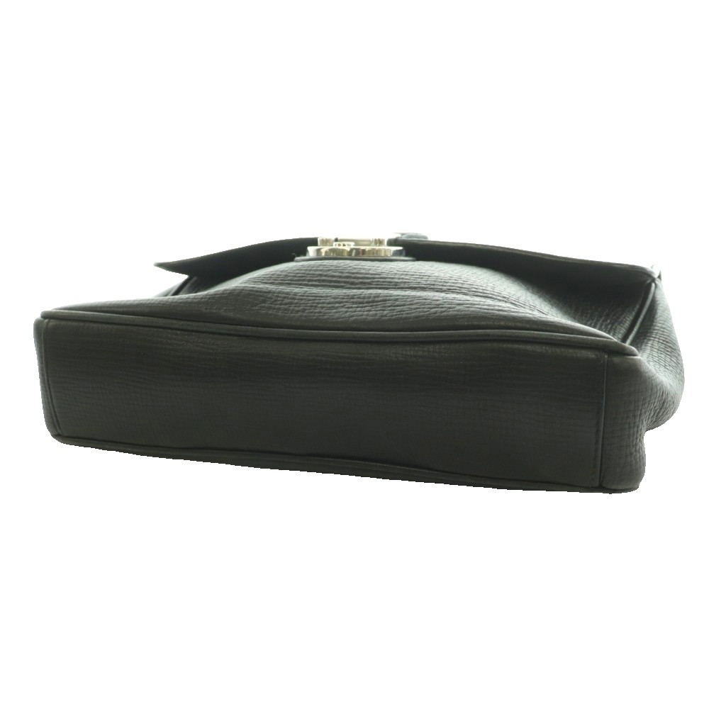 BALLY Leather Men’s Second Bag Clutch Black 7.7×2.6×12.6in Vintage B