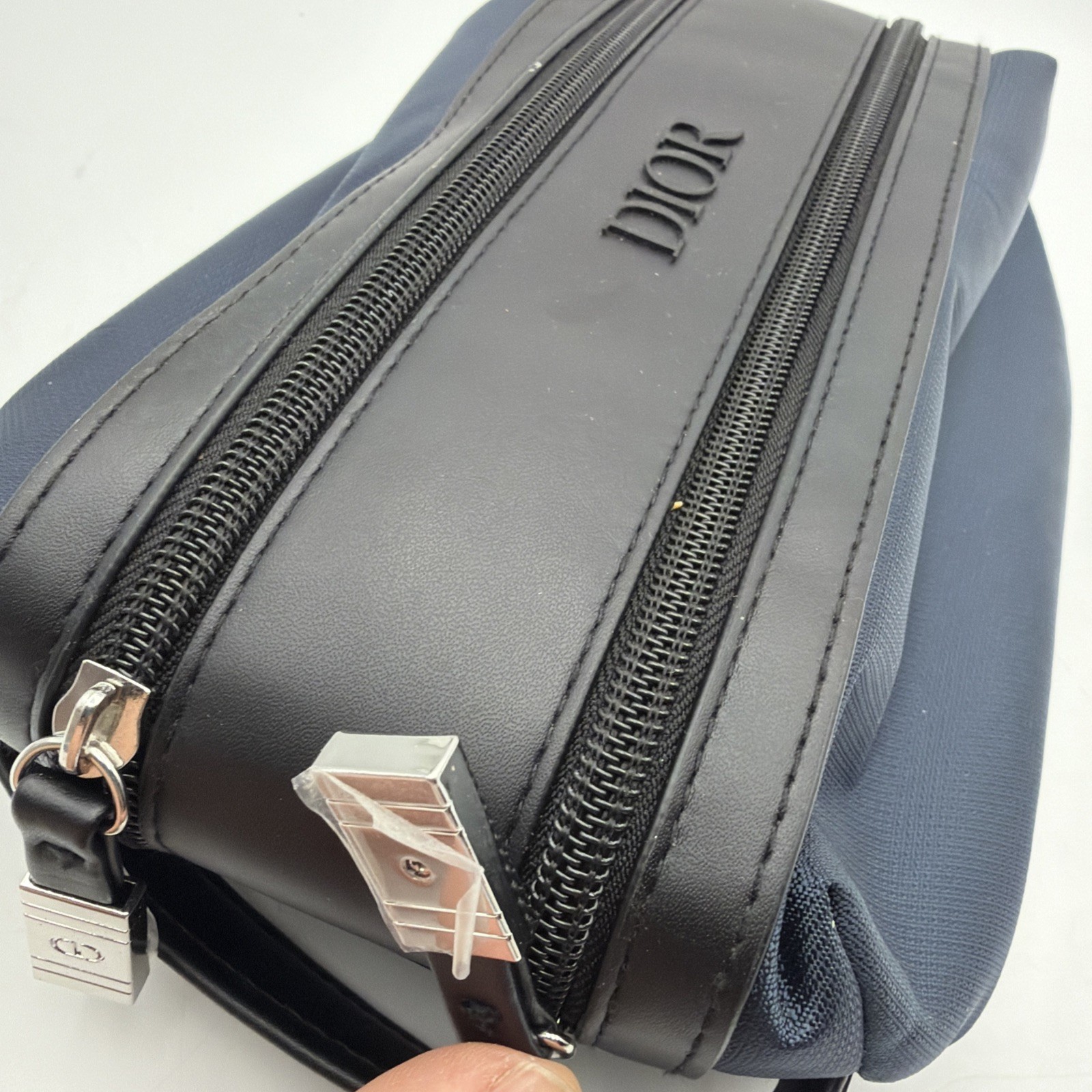 NIB Dior Navy & Black Toiletry Bag Dopp Kit Pouch Travel Case Dual Zipper NEW