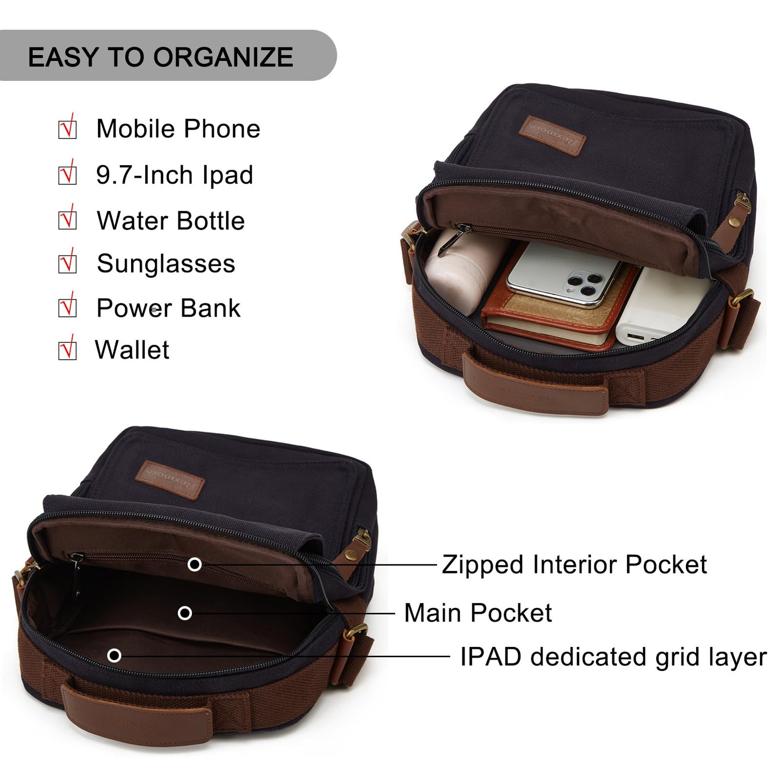 Small Canvas Messenger Bag for Men,Vintage Causal Shoulder Bag Lightweight Cr…