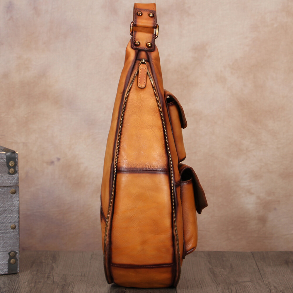 Genuine Leather Large Sling Bag for Men Women Sling Backpack Purse Crossbody Bag