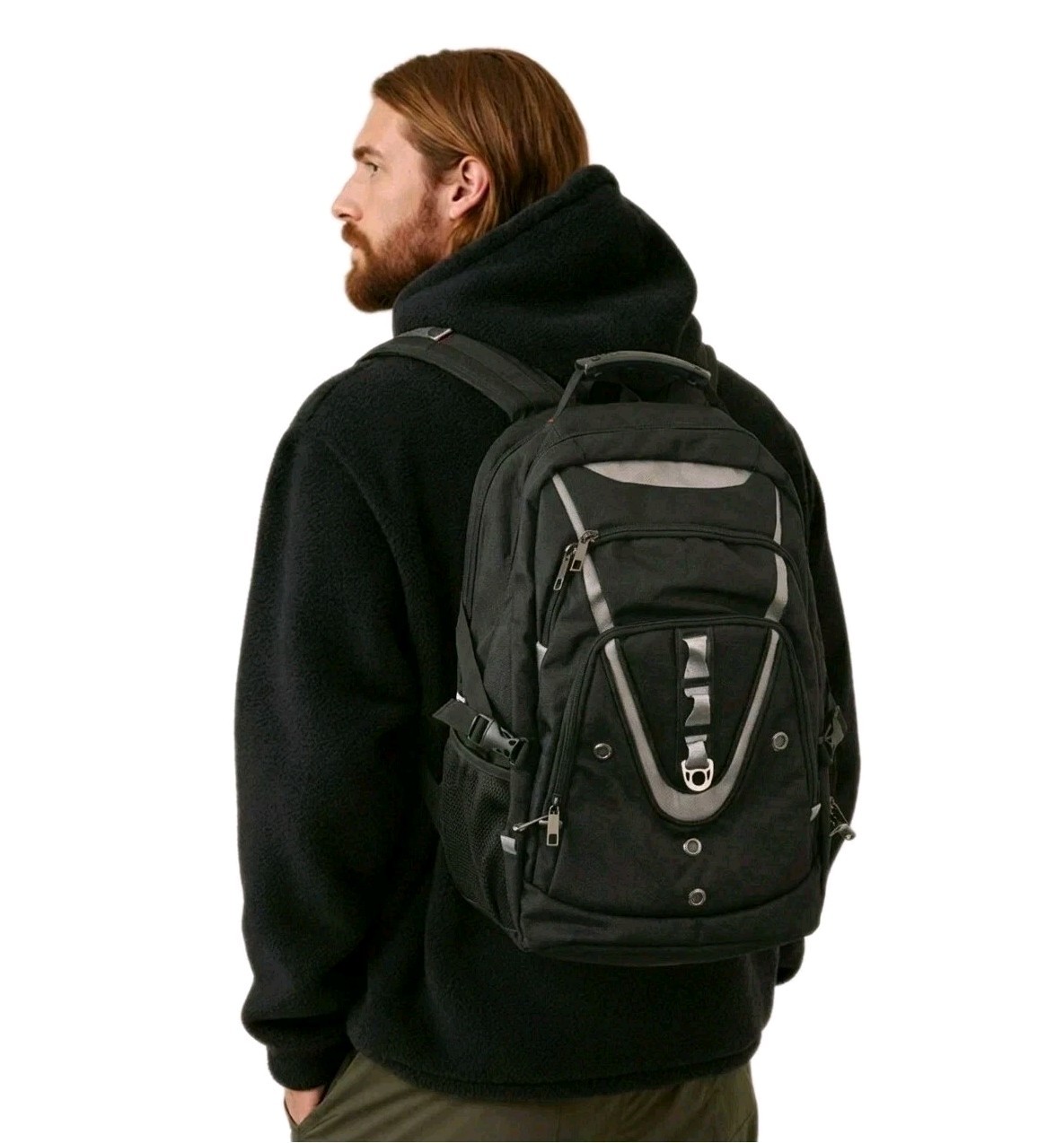18.4 RFID LAPTOP BACKPACK 55L Extra Large USB Charger Anti-theft Black MOGPLOF
