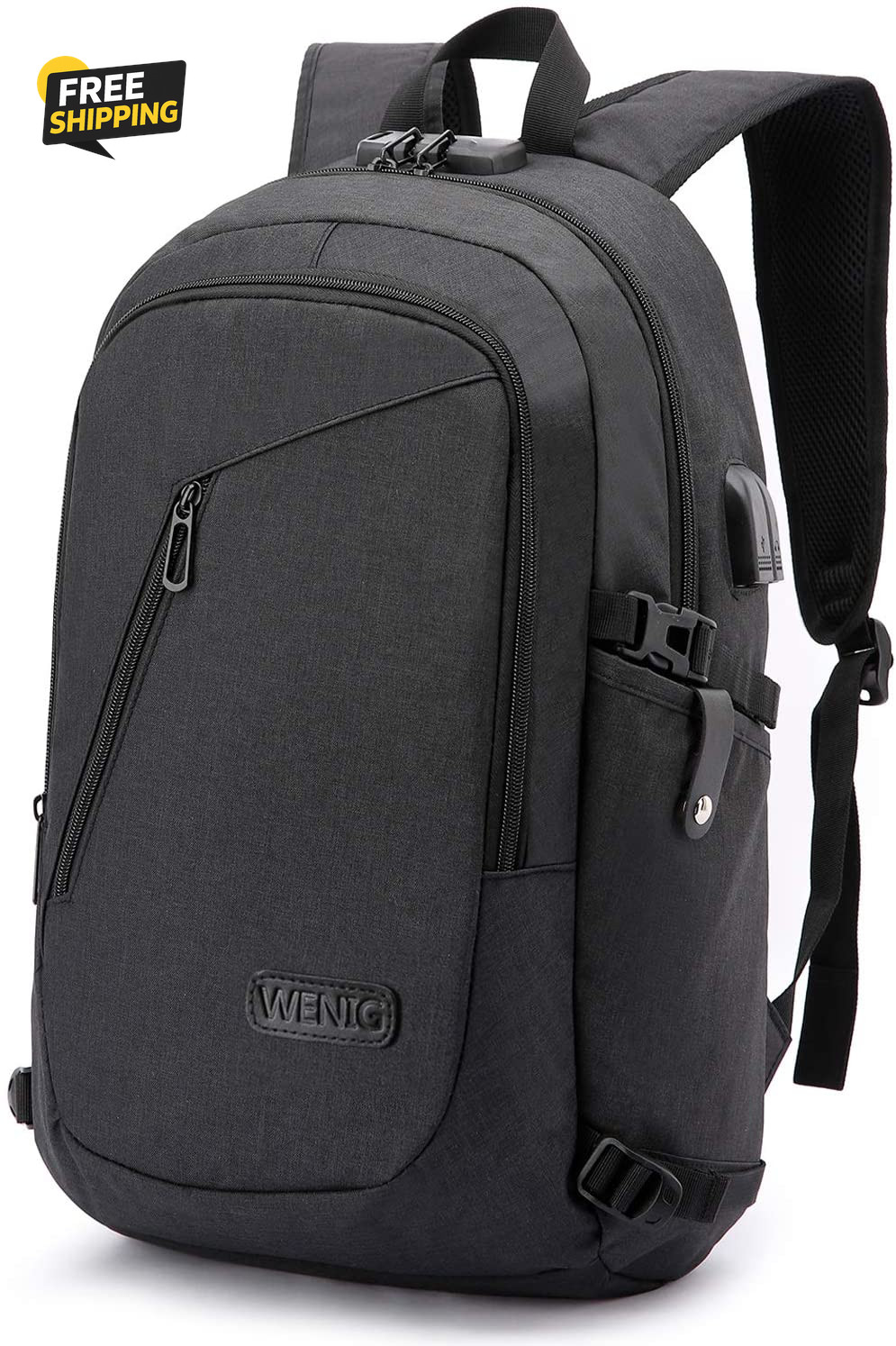 Anti-Theft Travel Laptop Backpack with USB Charging Port Lock,Water Resistant
