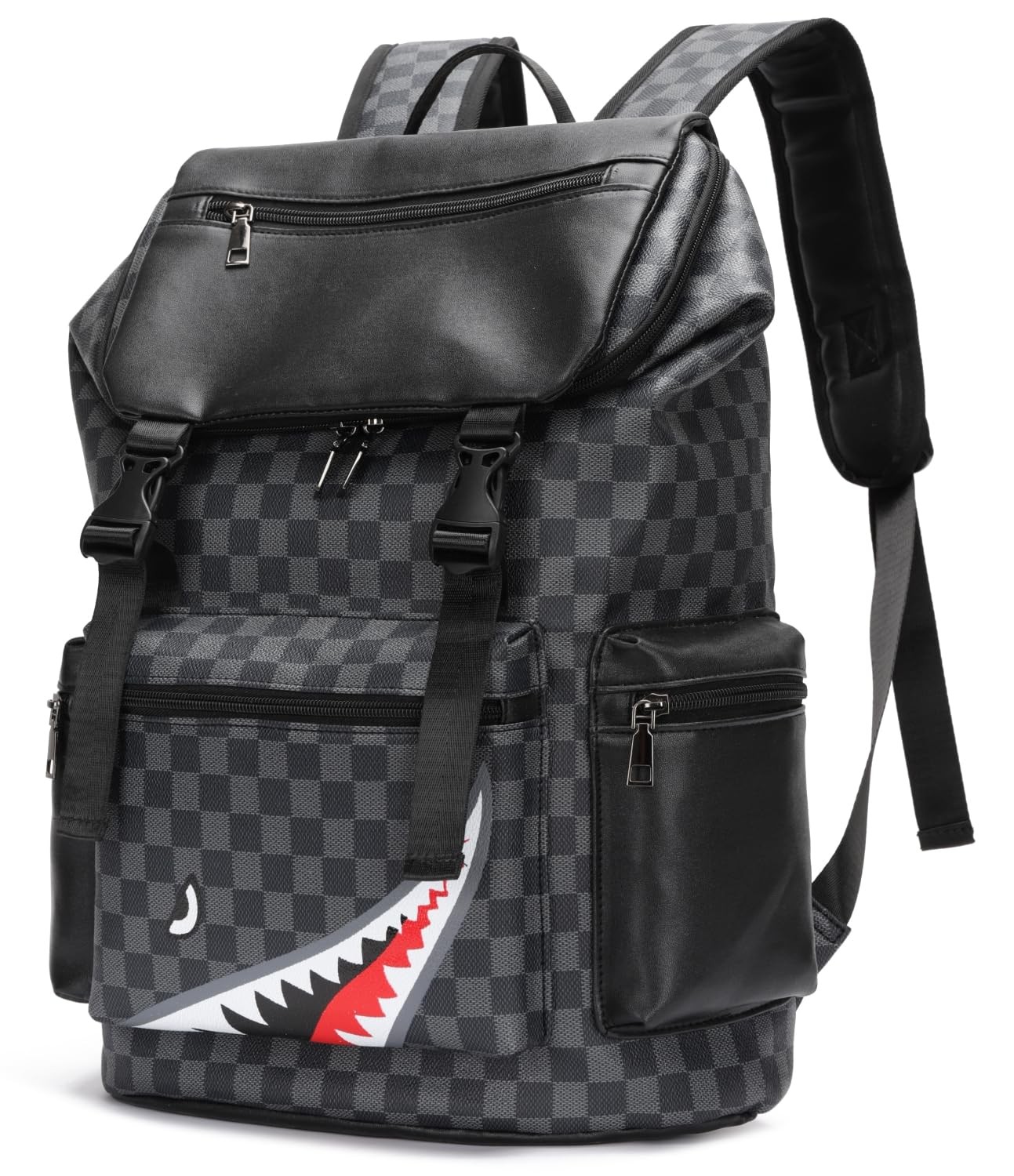 Leather laptop backpack, PU leather backpack Men , casual backpack, water-res…