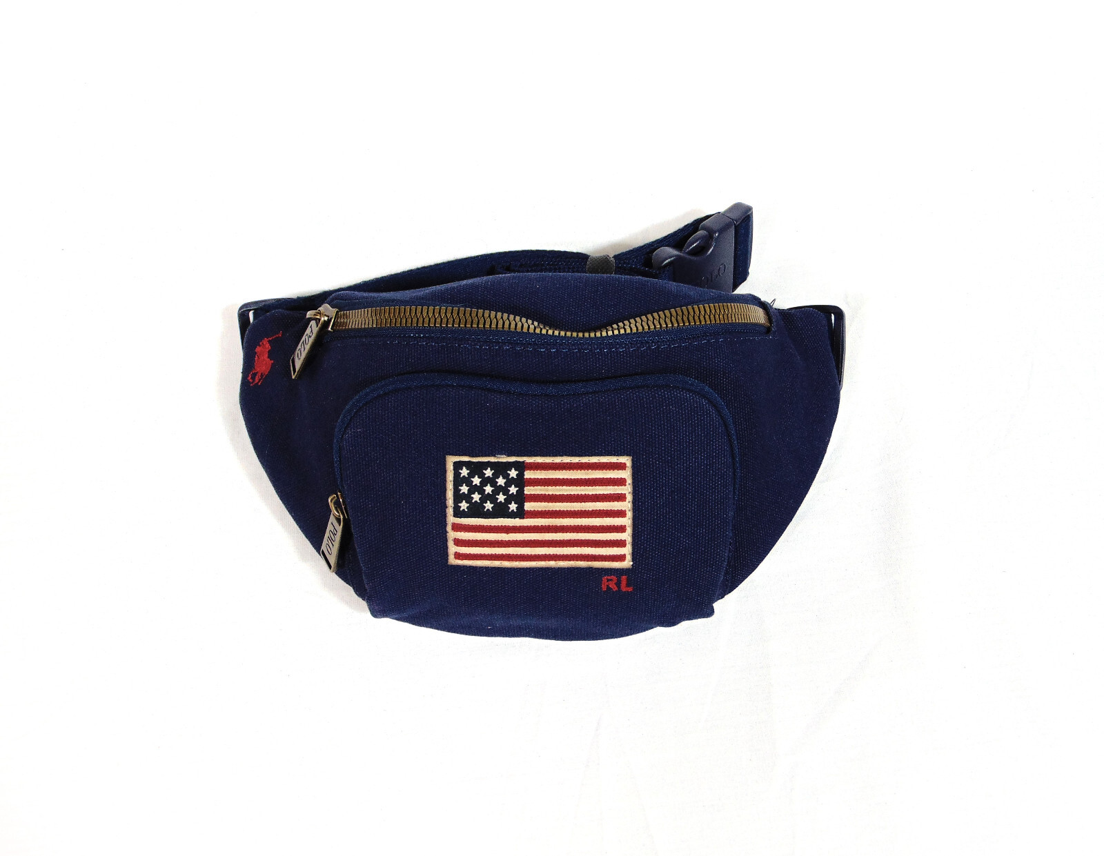 Polo Ralph Lauren USA Flag 3 Pocket Canvas Waist Bag Fanny Pack Unisex NEW RARE