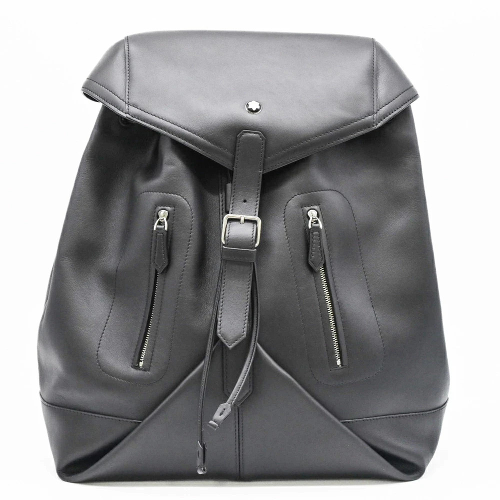 Montblanc Backpack Business Bag Leather Black 38x34x16cm pre-owned