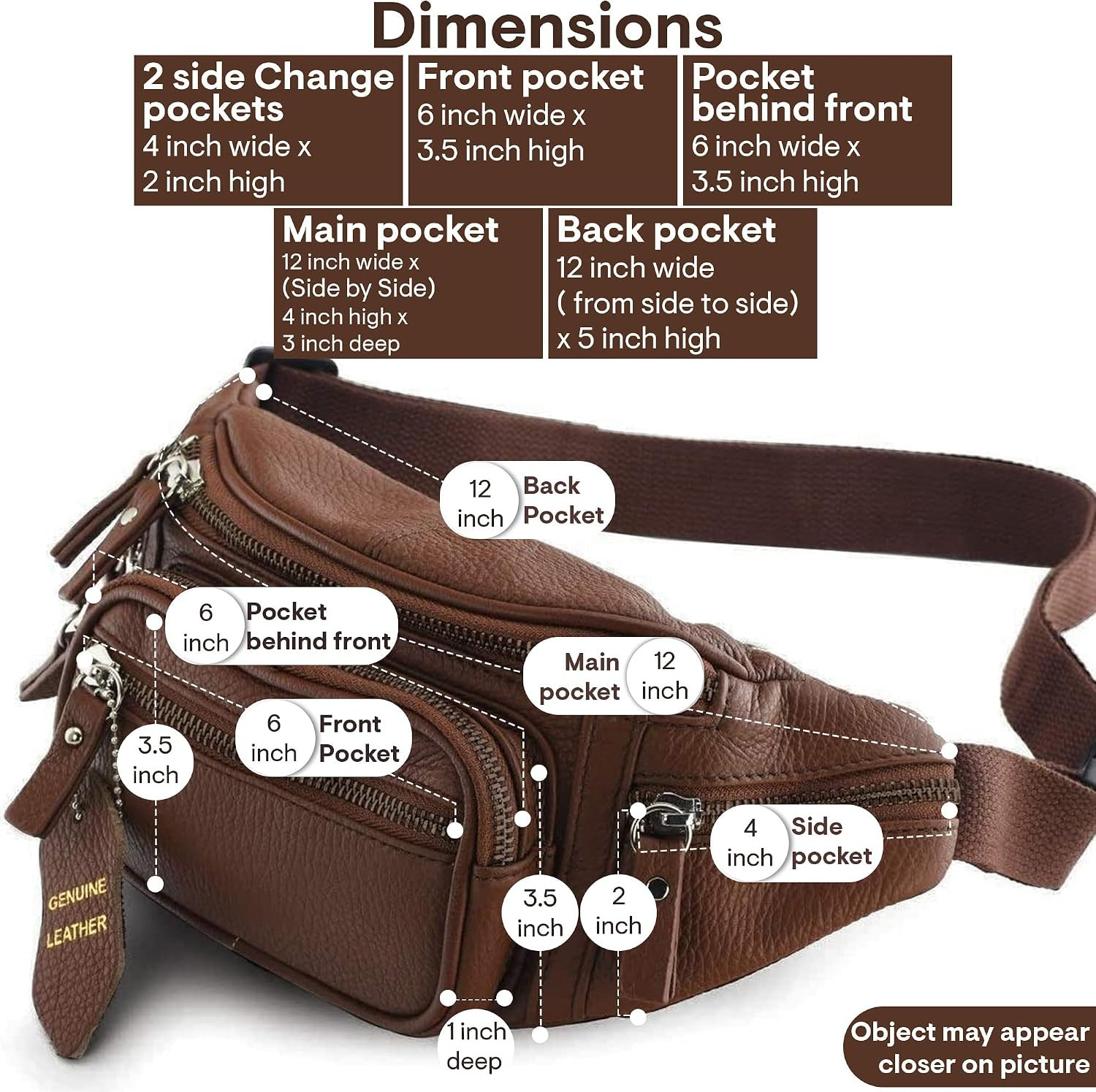 Fanny Pack Waist Bag Multifunction Leather Hip Bum Bag Travel Pouch for Men