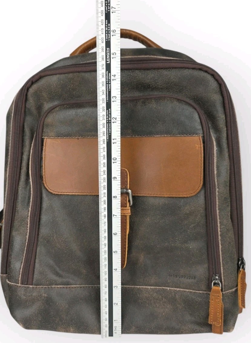 JACK GEORGES Dakota Laptop Backpack Distressed BUFFALO Leather RS516 (BROWN) New