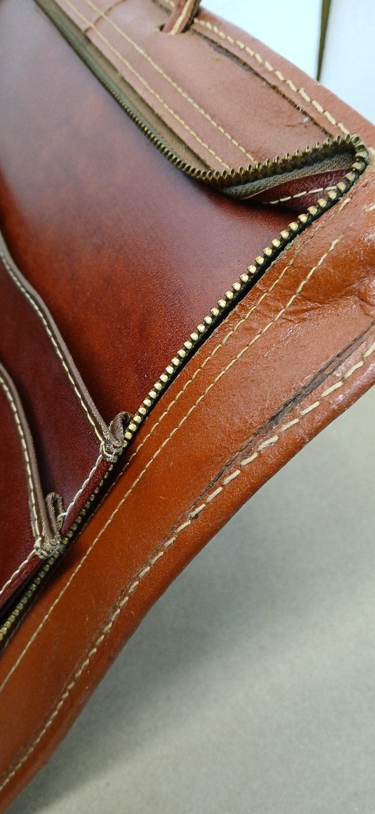 Vintage Bosca Deep Buff Cowhide Leather Briefcase Portfolio USA Brown Repairs