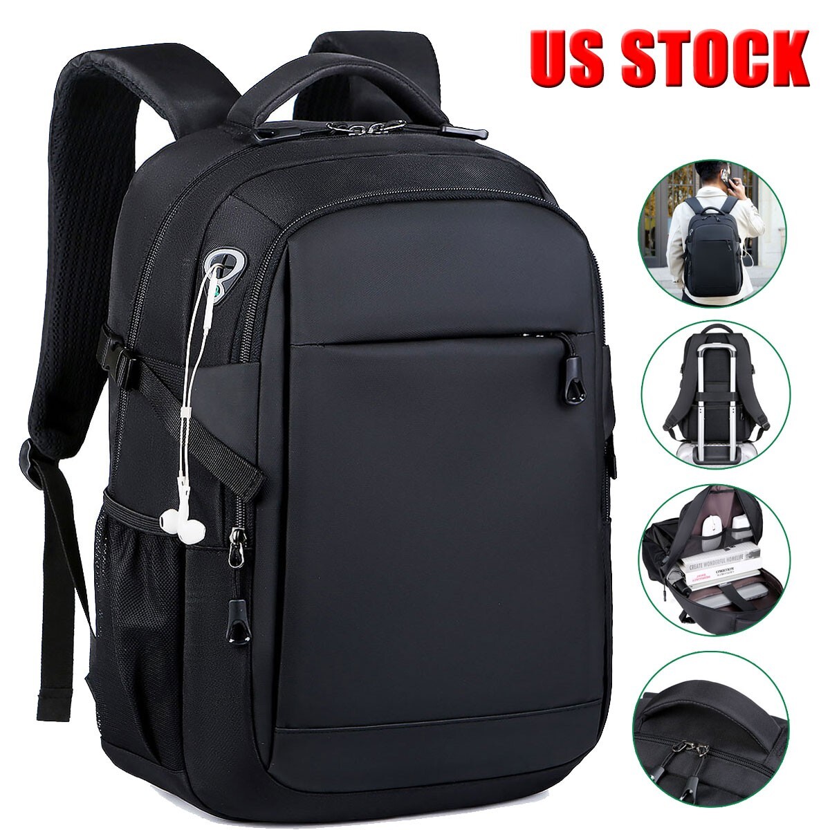 Men Women Backpack Travel Rucksack School 15.6″ Laptop Bag W/ USB Charging Port