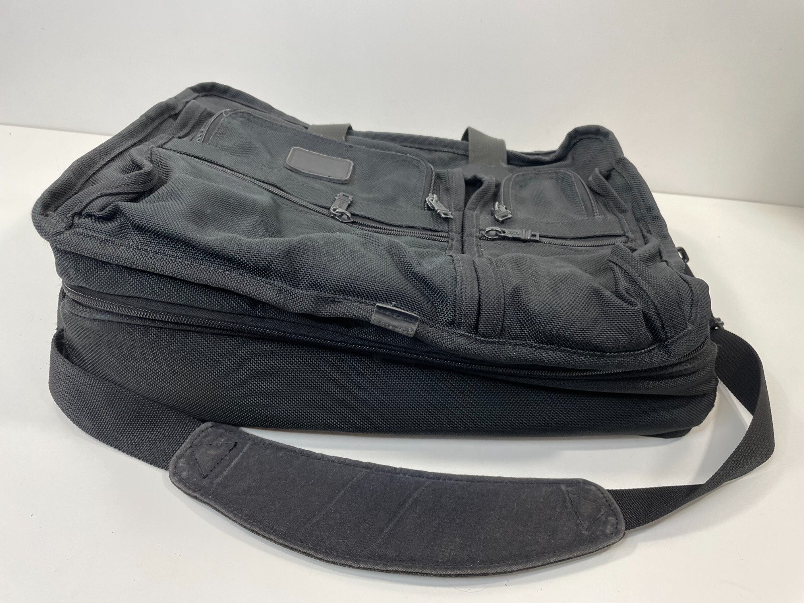 Tumi Alpha Expandable Black Ballistic Nylon Briefcase Work Shoulder Bag