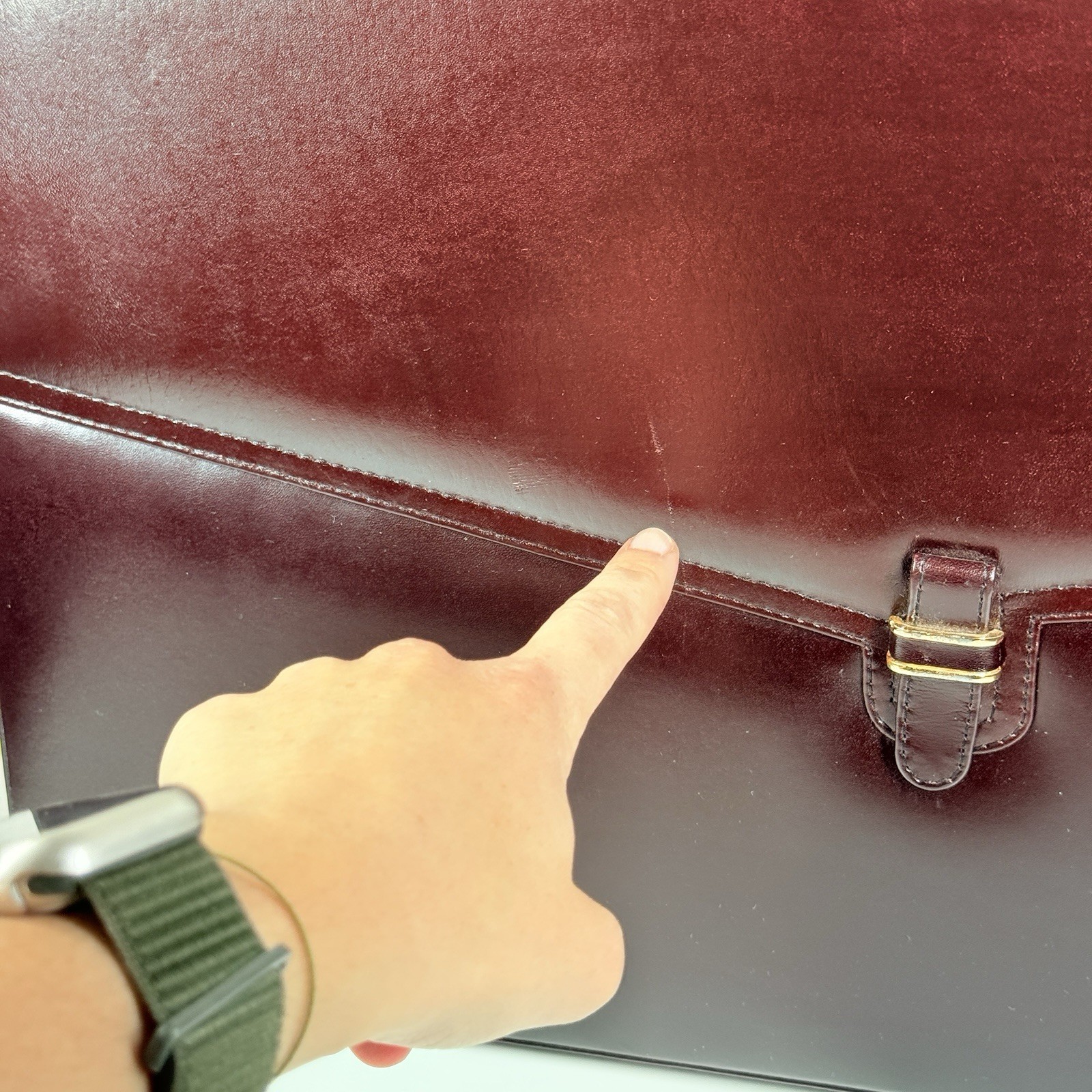 Amiet Burgundy/Maroon Leather Briefcase Combination Locks 17×13” With Tags
