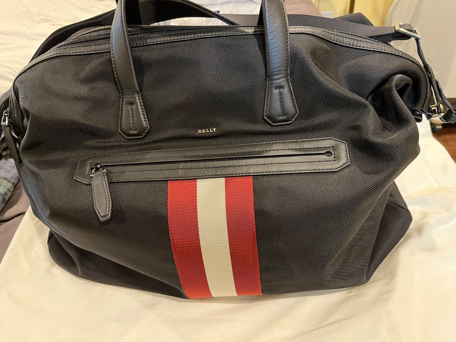 Bally Weekender Travel Top Handle Shoulder Bag Black Duffel
