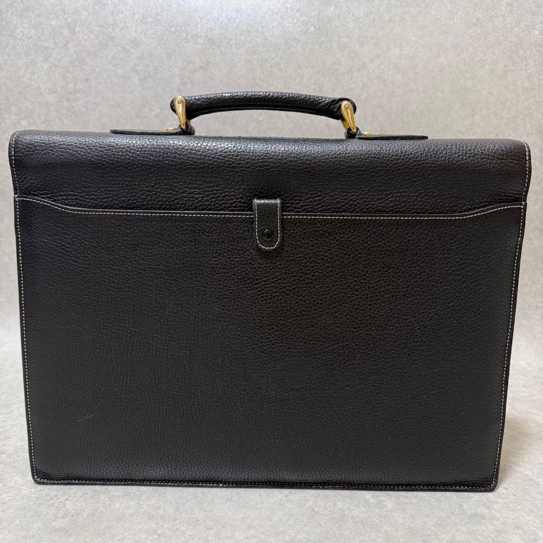 Authentic Bally Leather Business Briefcase 41cm Gold Hardware Damaged Interior