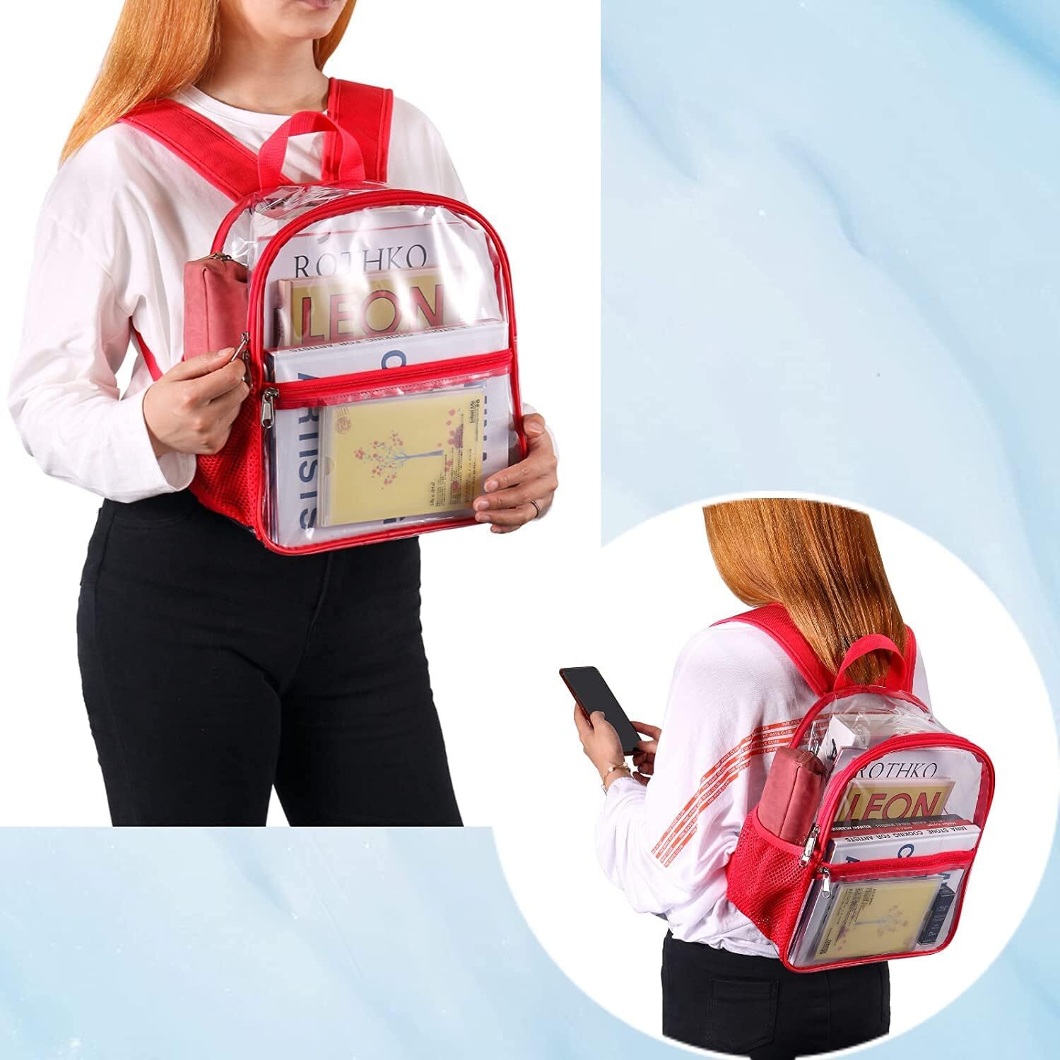 Clear Stadium Backpack 12×6×12 Small Clear Bag Stadium Approved Great for Games