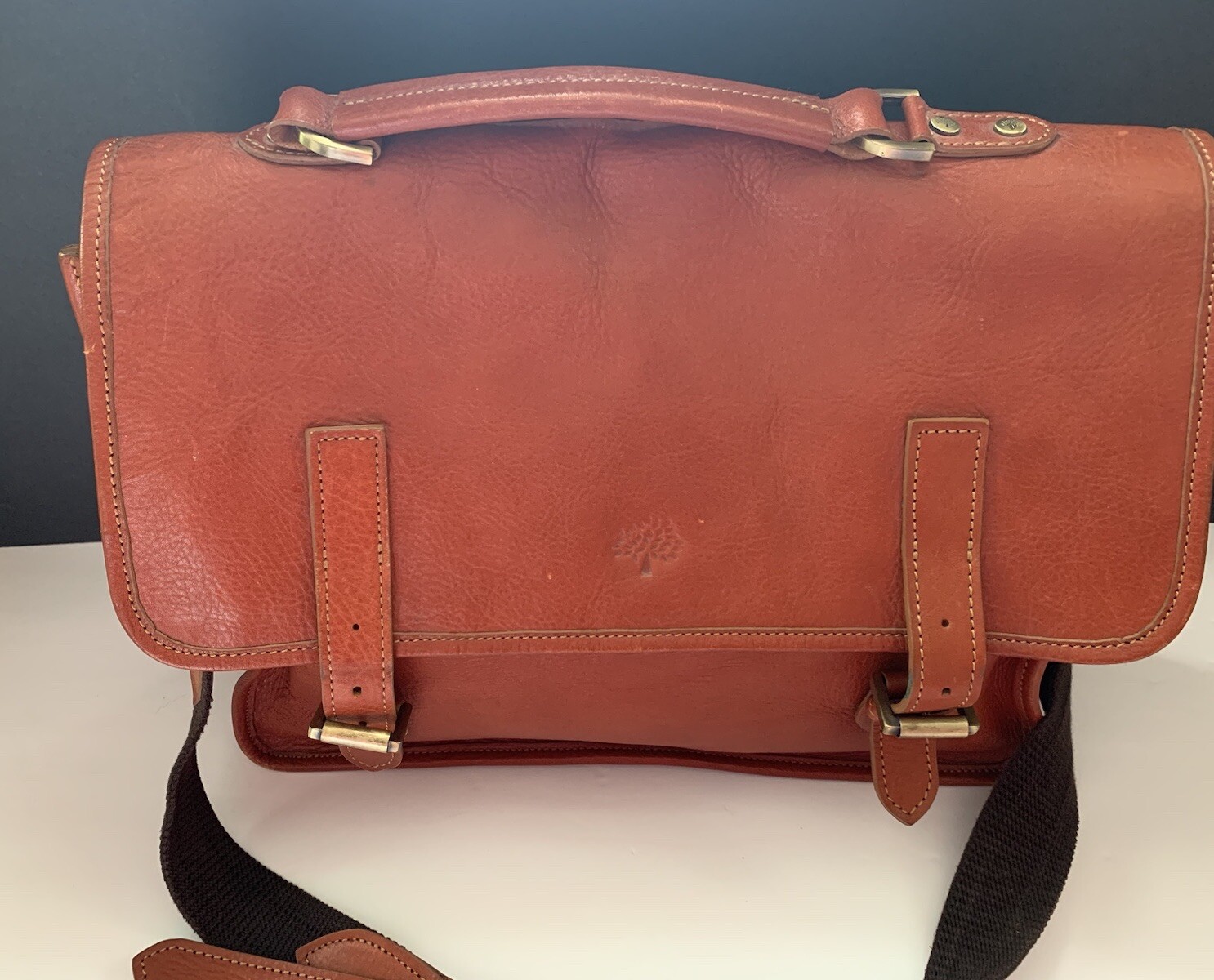 Mulberry Vintage Elkington Briefcase Laptop Bag Crossbody In Natural Leather