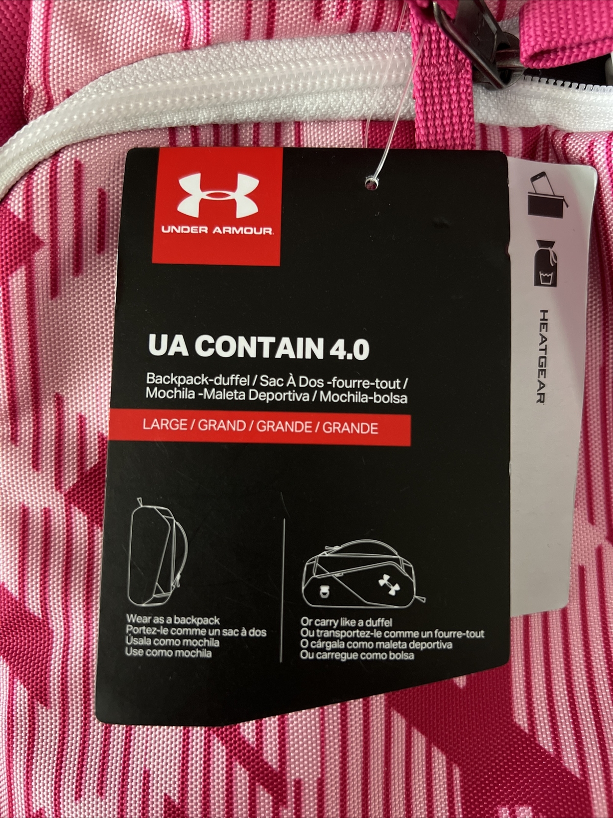 UNDER ARMOUR CONTAIN 4.0 GIRLS UAA BACPACK DUFFEL BAG BUNDLE LARGE PINK CURRY