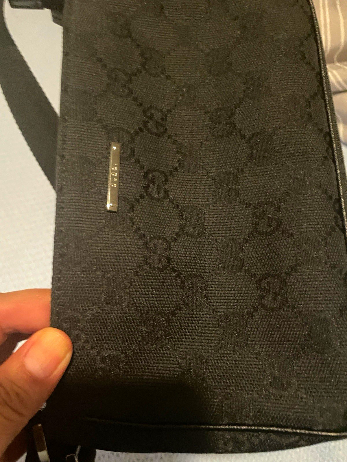 Gucci GG Supreme Black GG Pattern Small hand Bag Zip Closure Adjustable