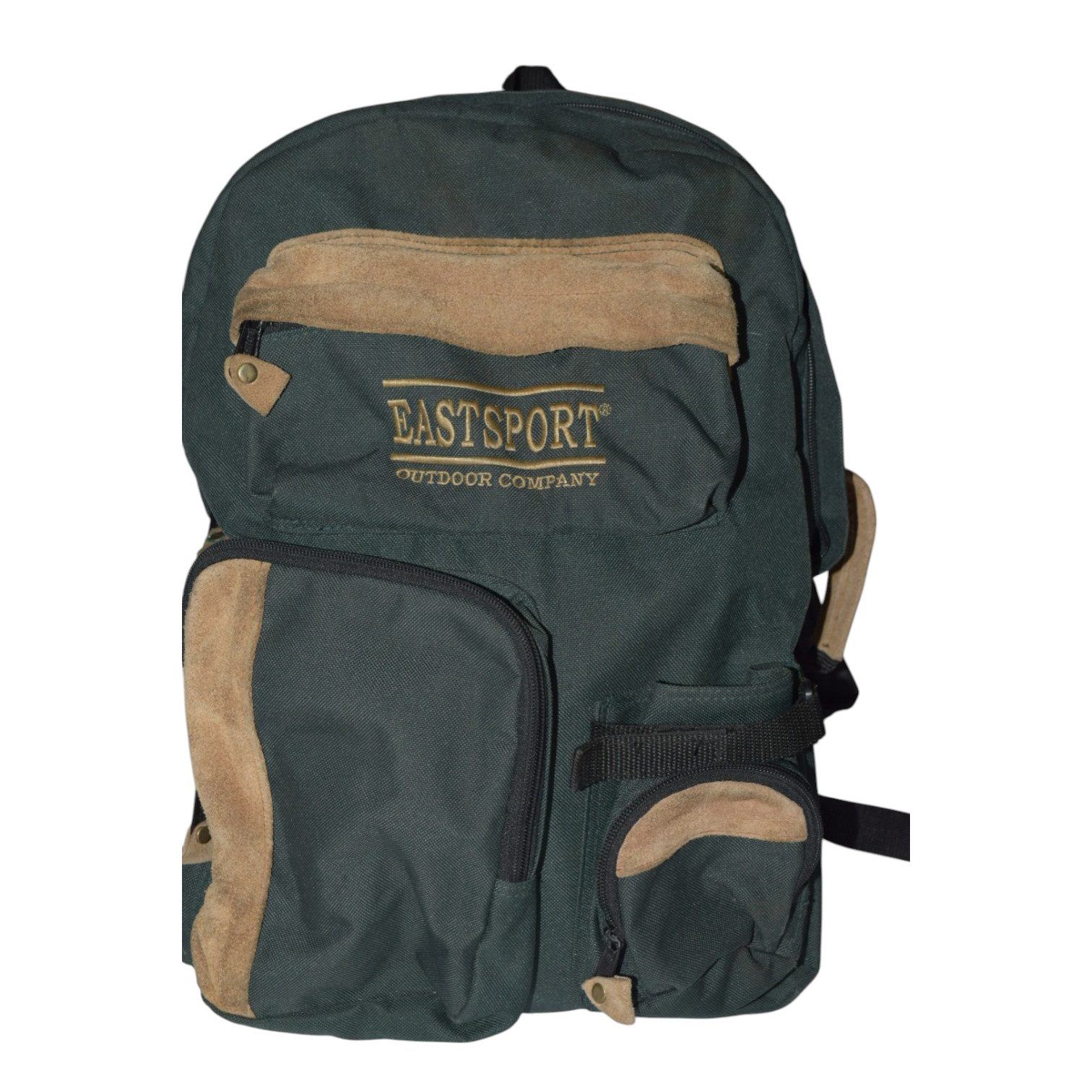 Vintage Eastsport Outdoor Co Canvas Backpack Green Suede Trim #1457