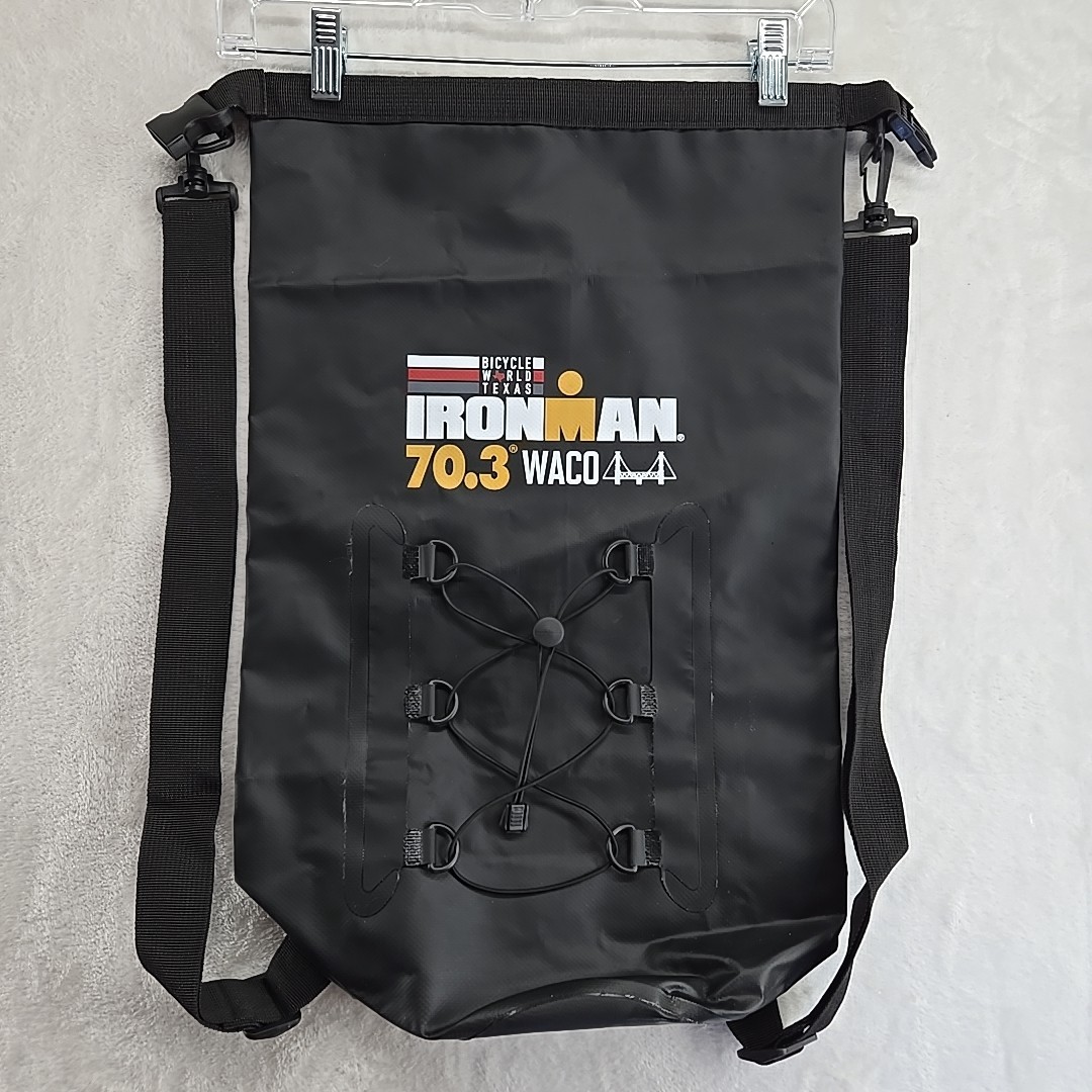 Iron Man Waco Texas Triathlon Black Backpack New 21×14 Rubberized Waterproof